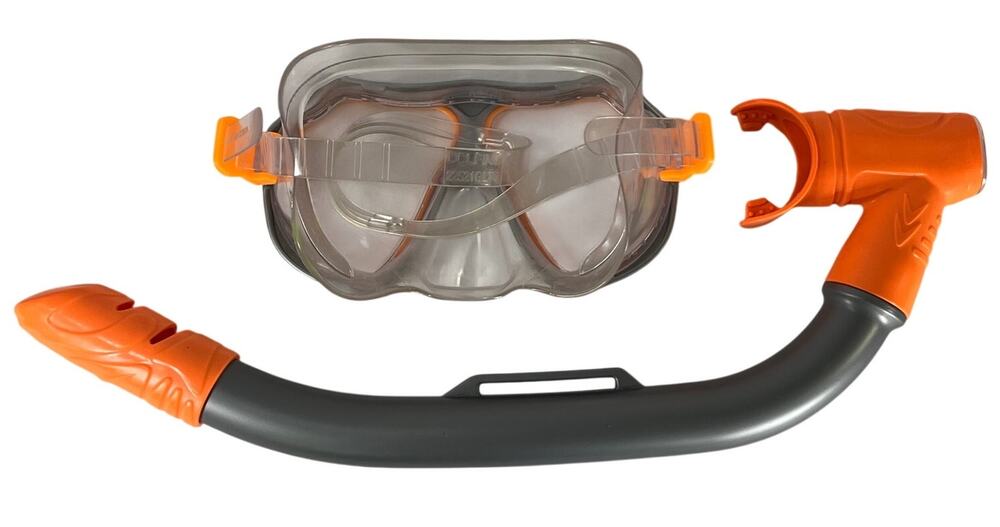 Dolfino Youth Snorkel and Swim Mask Set Orange Gray
